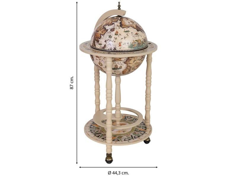  Meuble porte-bouteilles globe terrestre blanc d44,3 x 87 h cm  - Conforama C