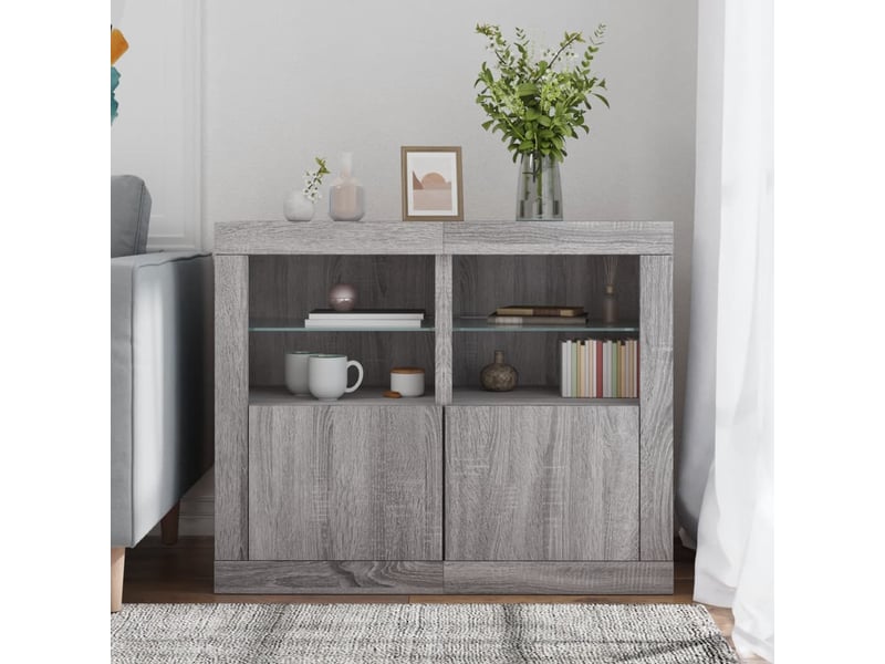 Armoires latérales et lumières led 2 pcs sonoma gris - Conforama C
