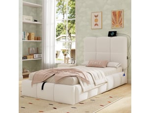 Lit coffre 90x200 cm <strong>KORFEE</strong> <strong></strong> coloris beige