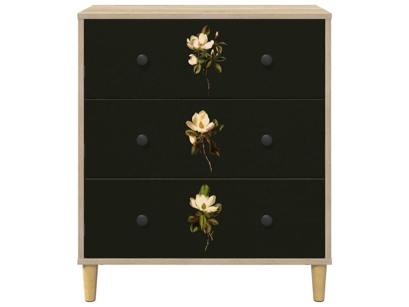  Commode chambre, meuble de rangement bremen impression de magnolia 66x36,5x75 cm sonoma  - Conforama E