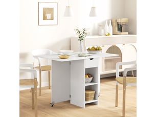 Table de salle à manger pour 2 à 4 personnes avec 1 tiroir, 2 niches et rabats pliants pour cuisine et salle à manger