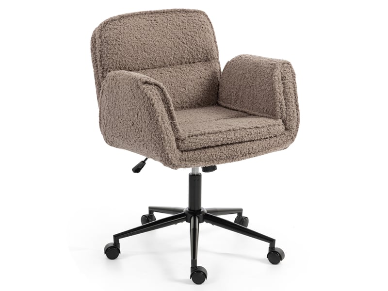  Fauteuil de bureau teddy marron pivotant réglable avec accoudoirs rabattables  - Conforama A