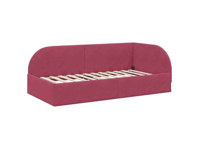 Lit adulte, lit simple, cadre de lit d'angle bordeaux90cmx190cm velours cf6951 - Conforama D