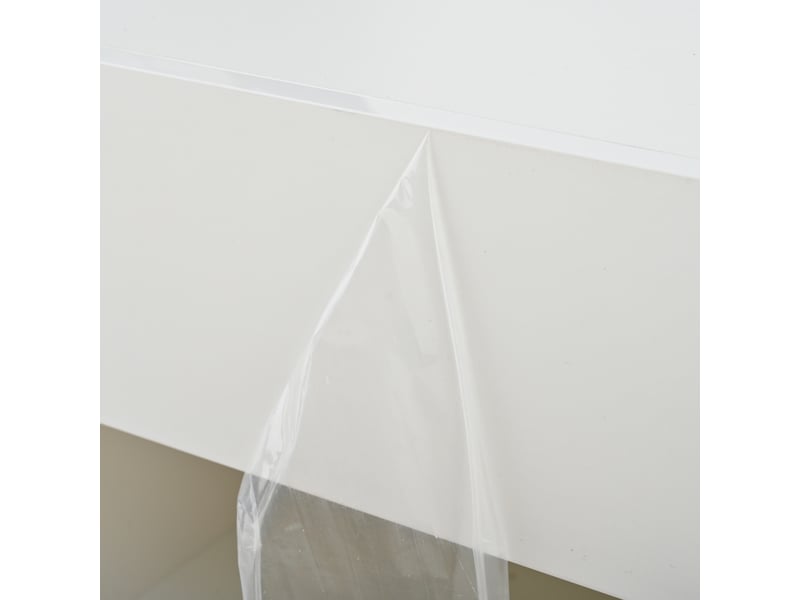  Meuble tv 180x38x50 cm, finition brillante, tiroir, placards et niches, panneau de particules, blanc et bois naturel  - Conforama D