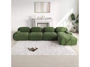 Canapé d'angle 4 places avec méridienne, vert, 388 x 178 x 70 cm