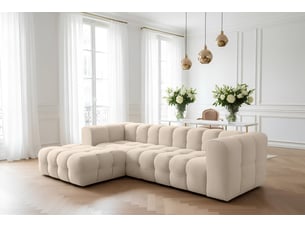 Canapé d'angle baloo l, pour salon, tissu tiffany, gauche, beige