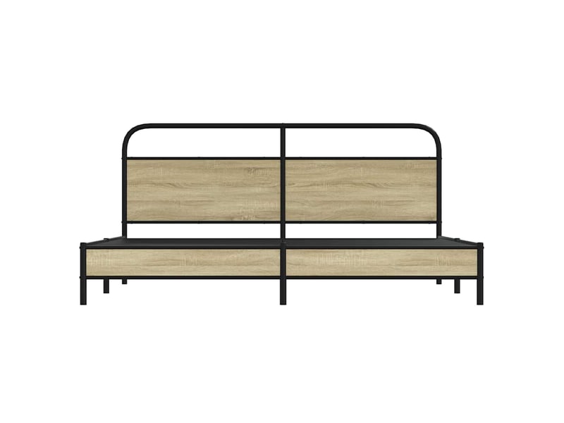  Lit double- lit adulte -  cadre de lit en métal sans matelas chêne sonoma 200x200 cm  - Conforama D