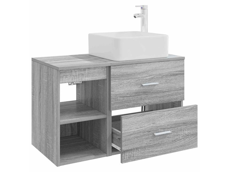 Ensemble de mobilier de salle de bain 2 pcs sonoma gris shl428  - Conforama D