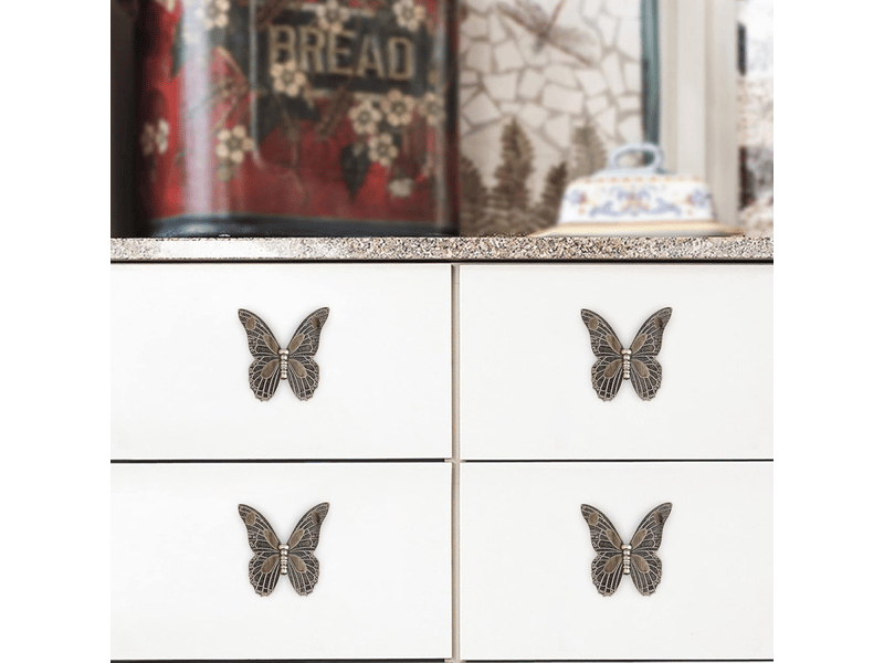  5 pièces de poignées de porte anciennes, boutons de meuble vintage en forme de papillon pour tiroirs, placards, armoires  - Conforama C