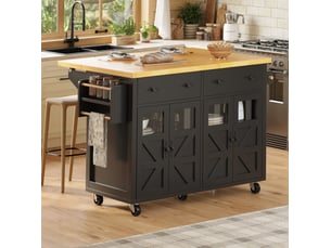 Desserte de cuisine 140x73x93,5 cm mobile mdf noire