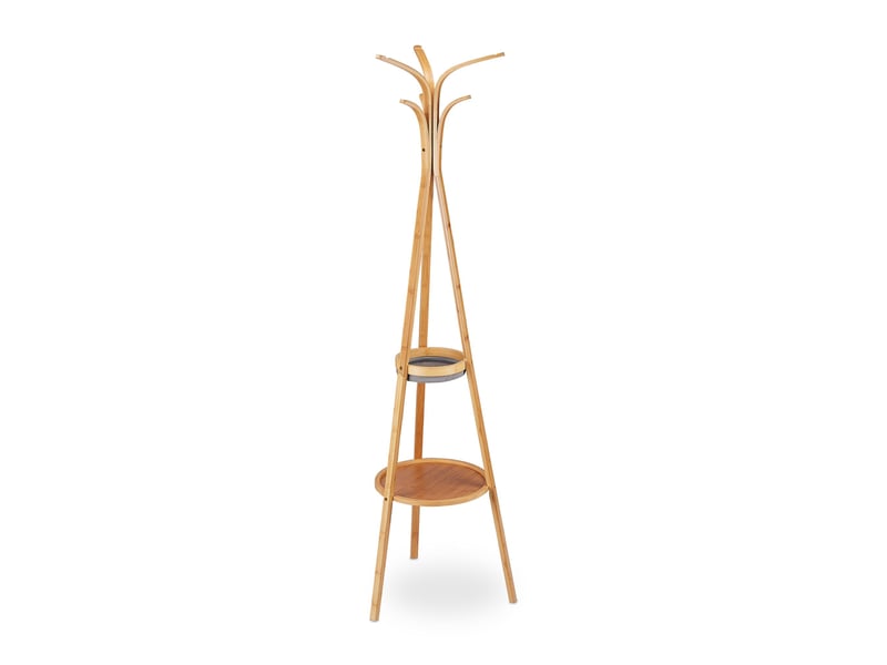  Portemanteau en forme d'arbre moderne 180 x 60 x 30 cm avec 6 crochets et rangements décoratifs en bambou naturel 13_0005627  - Conforama A