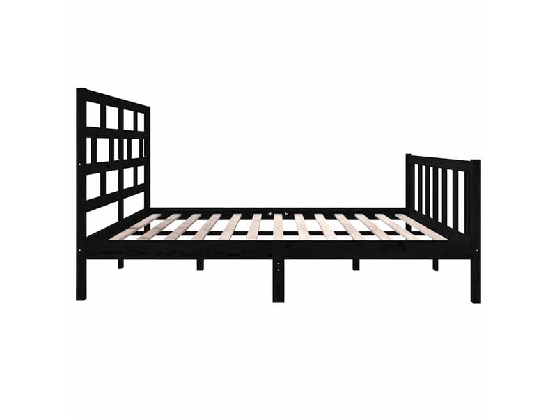  Lit double- lit adulte -  cadre de lit sans matelas noir bois de pin massif  - Conforama D