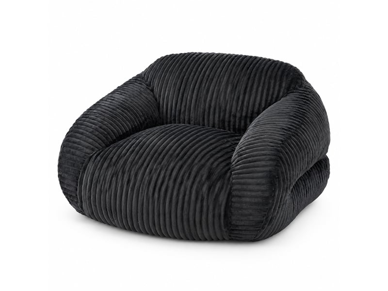  Fauteuil poire modenvie pour adulte en velours côtelé gris foncé 116 x 110 x 61 cm  - Conforama A