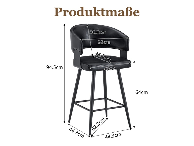  Lot de 2 chaises de salle à manger en similicuir noir avec accoudoirs W3658P421613 - Conforama C