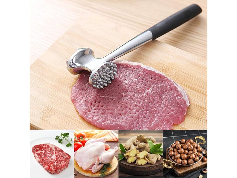 Marteau à viande double face, marteau à steak, attendrisseur de viande en acier inoxydable, avec manche antidérapant pour steak le porc et même - Conforama E