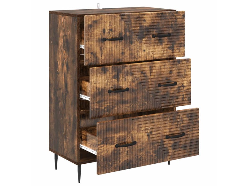  Armoire de rangement bureau, armoire à tiroirs chêne fumé 66 x 34,5 x 89,5 cm  - Conforama E
