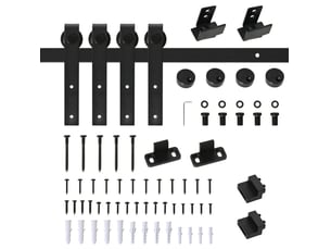 Système coulissant double porte 183 cm – noir – rail acier et accessoires de montage intérieur moderne