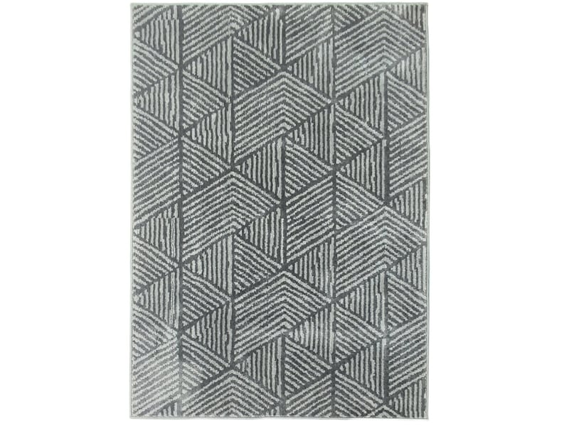 Tapis de salon lavable à motifs géométriques tufté à la machine en polypropylène gris foncé 170 × 120 cm - Conforama A