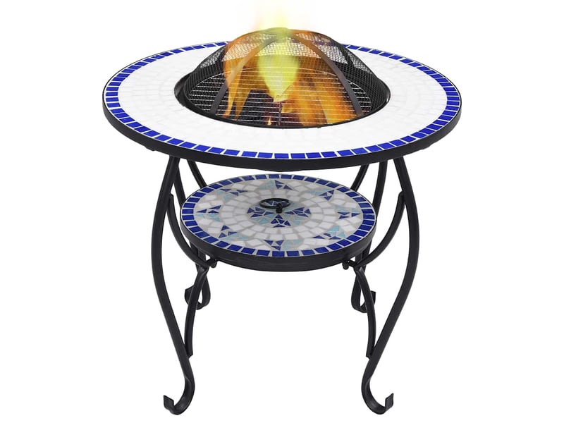 Table de foyer mosaïque bleu et blanc 68 cm céramique - Conforama B