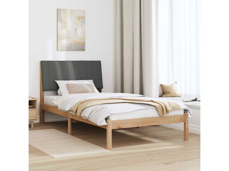  Lit simple- lit adulte -  cadre de lit avec tête de lit marron 100 x 200 cm pin massif  - Conforama C