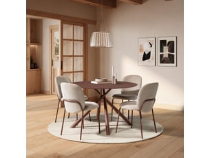 Lot de 6 chaises en tissu polyester doux beige et pieds en métal laqué terracotta - darris