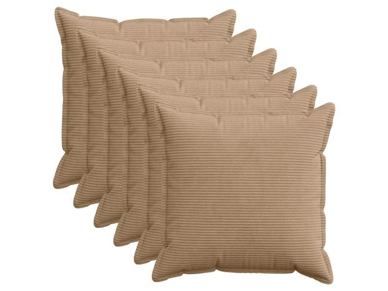  Lot de 6 housses de coussin houten marron 70 x 70 cm velours côtelé cf49850  - Conforama B
