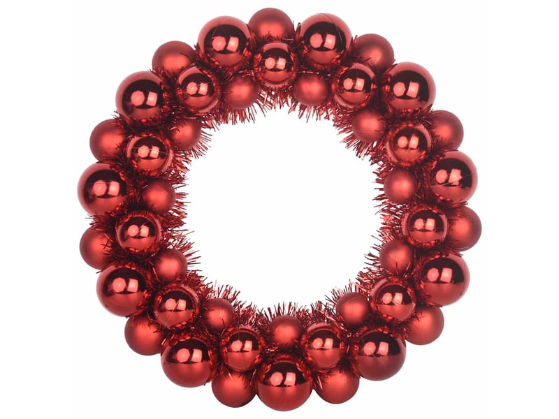  Couronnes de boules de noël 2 pcs rouge 33 x 33 x 7 cm  - Conforama D