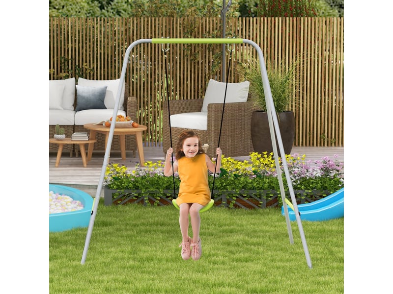  Balançoire portique balançoire 2 en 1 pour bébé ceinture de sécurité à 5 points intérieure extérieure vert  - Conforama B