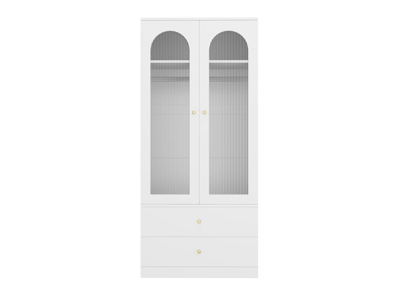  Armoire,90x50x200 cm,2 tiroirs avec portes en verre,mdf,blanc  - Conforama D