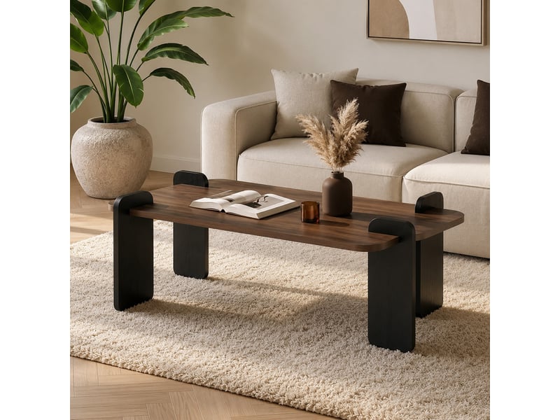  Table basse rectangulaire effet noyer 120cm sita  - Conforama D