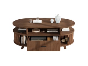 Table basse ovale coloris bois foncé - 50 cmx100 cm