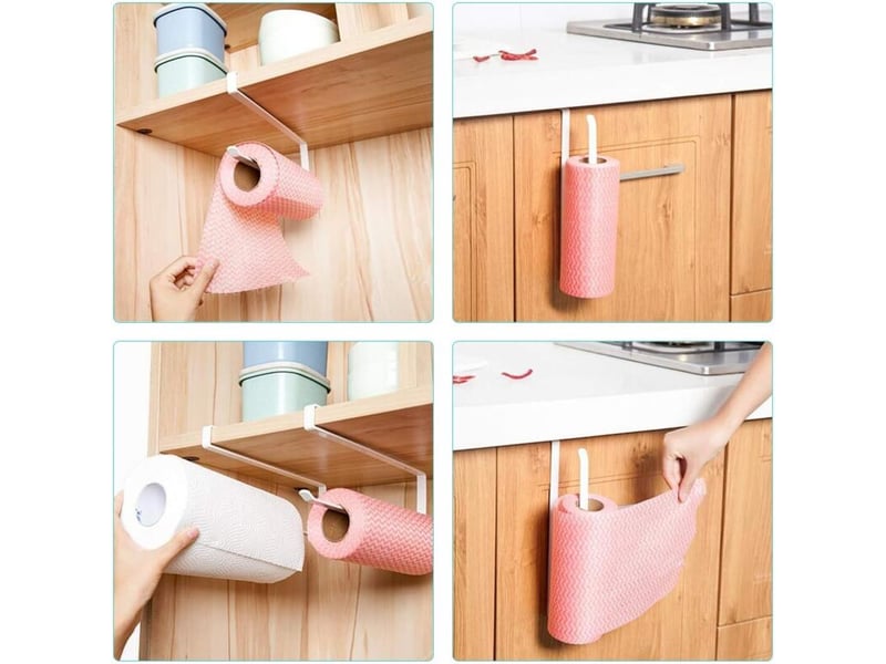  Distributeur de papier essuie-tout sous armoire support pour rouleau de papier sans perçage pour cuisine salle de bain(1 pièces)  - Conforama C