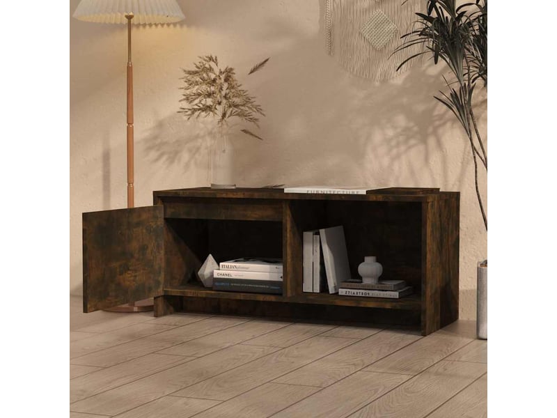 Meuble tv - banc tv - meuble de rangement chêne fumé 90x35x40 cm bois d'ingénierie  - Conforama C