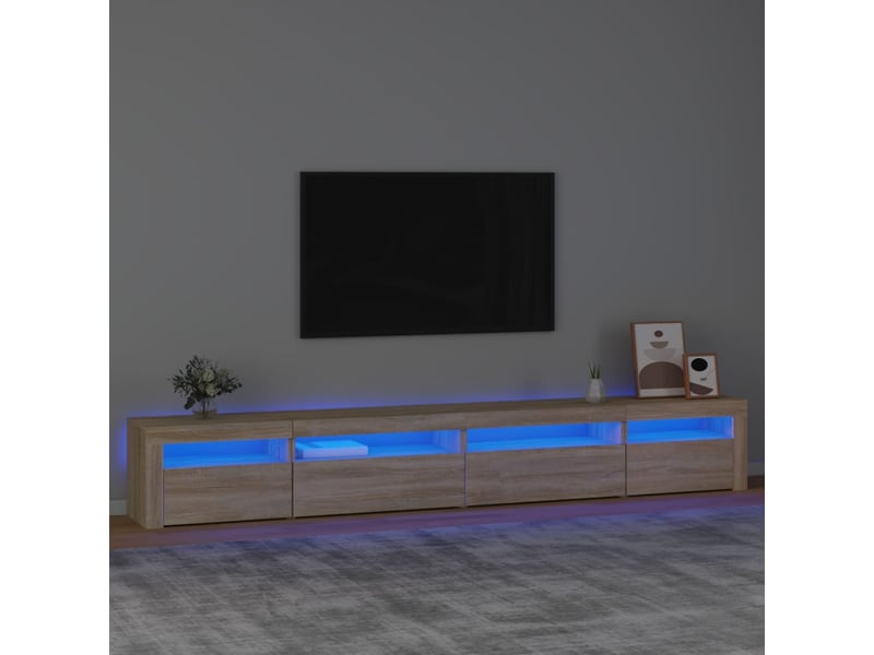  Meuble tv - banc tv - meuble de rangement avec lumières led chêne sonoma 270x35x40 cm  - Conforama B