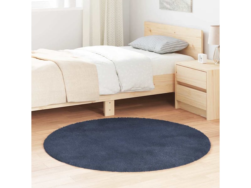  Tapis de salon - tapis shaggy à poils longs navarra bleu marine 120x120 cm  - Conforama B