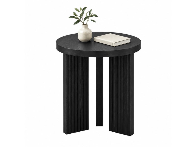  Table d'appoint ronde 44,5 x 44,5 x 45 cm en mdf noire chicfurn  - Conforama A