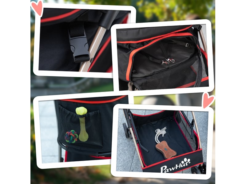 Poussette pour enfent 2-en-1 82 x 49,5 x 98 cm - rouge - pliable avec sac et panier de rangement - Conforama C
