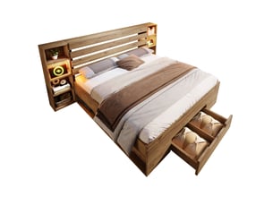 Lit avec rangement 160x200 cm CRAVDOM   coloris bois clair
