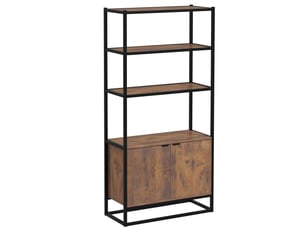 Bibliothèque de style vintage avec 3 étagères, 1 caisson en bois et une structure en métal noir 76 x 33 x 162,5 cm