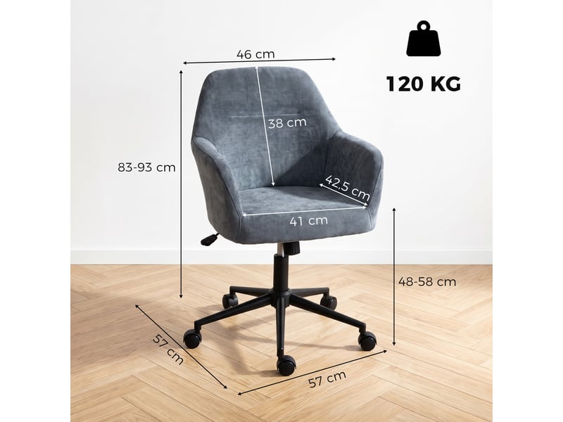 Chaise bureau ergonomique, fauteuil de bureau en chenille avec hauteur réglable, fonction bascule, bleu - Conforama C