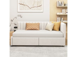 Lit banquette 90x200 cm <strong></strong>  <strong></strong> coloris beige