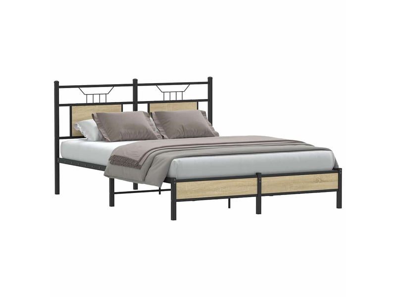  Lit double- lit adulte -  cadre de lit sans matelas chêne sonoma 150x200 cm  - Conforama B
