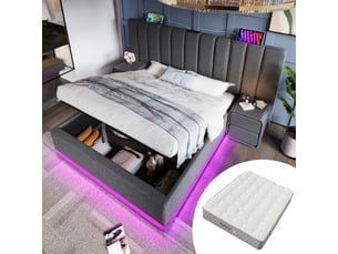 Lit coffre 180x200 cm <strong>MIVRAY </strong> <strong></strong> coloris gris