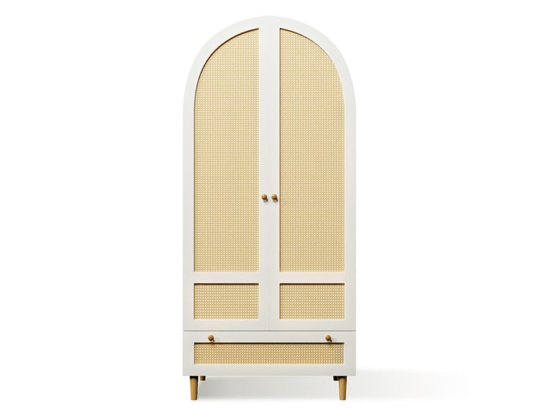  Armoire 1 penderie et 1 tiroir en mdf et rotin blanc 80 x 50 x 180 cm  - Conforama A