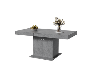 Table à manger extensible,table à manger rectangle avec grande armoire de rangement et 2 poignées de transport,140180x80x76,gris
