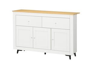 Buffet de cuisine avec 2 tiroirs, 3 portes et une étagère réglable, pour cuisine, salle à manger, salon, 117 x 35 x 80 cm, blanc