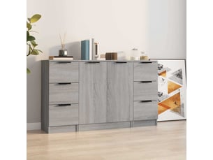 Buffets 3 pcs - bahut - meuble de rangement sonoma gris bois d'ingénierie