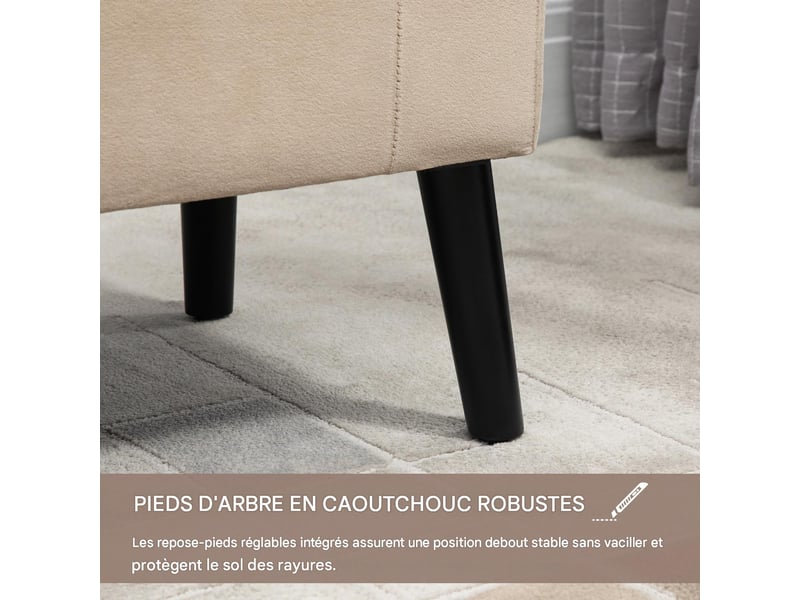  Banc coffre avec accoudoirs en tissu aspect velours beige 111,5 x 41 x 65 cm  - Conforama E