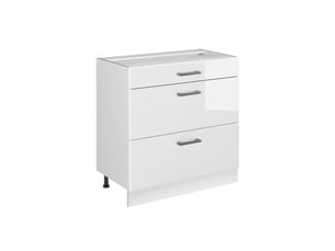 Vicco meuble cuisine, blanc haute brillanceblanc, 80cm avec 3 tiroirs sans plan de travail