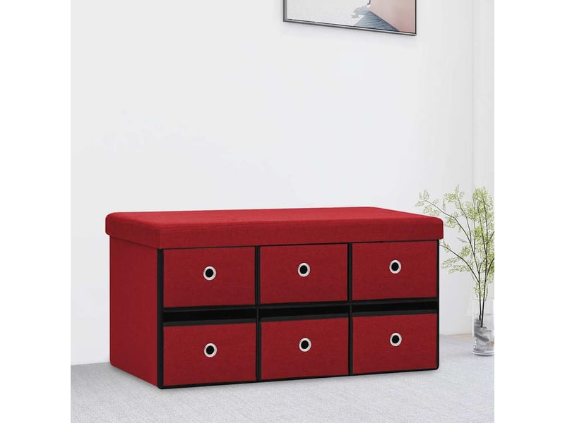  Banc chambre, banc de rangement pliable bordeaux 76x38x38 cm faux lin  - Conforama B
